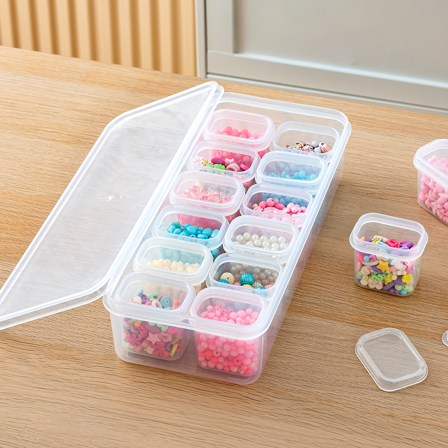 珠子收纳盒银珠串珠手工diy材料水晶珍珠链条散珠蜜蜡单珠分装盒