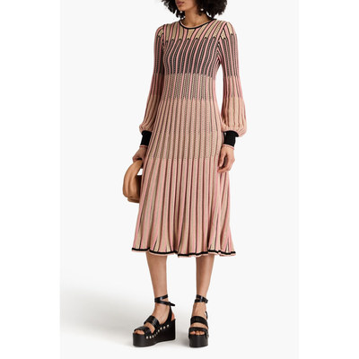 ZIMMERMANN正品代购过季款复古风竖条纹拼色针织连衣裙57775