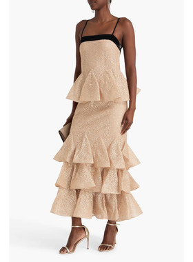 ZIMMERMANN正品代购过季款低奢重工钉钻荷叶层层连衣裙72076