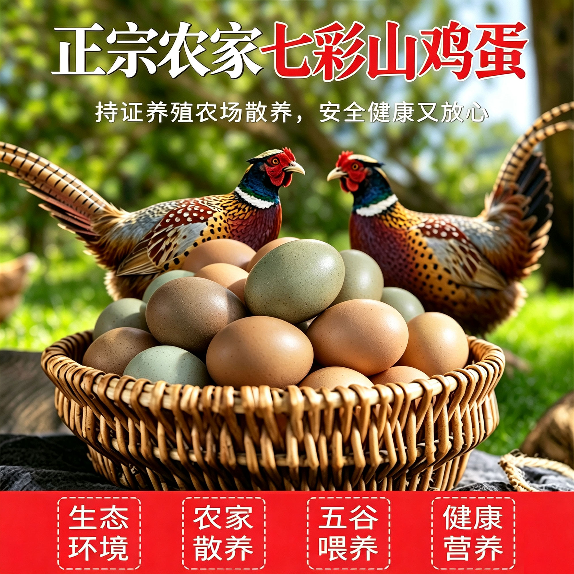 正宗七彩山野鸡蛋新鲜批发整箱