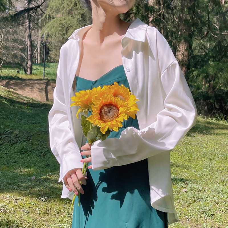 慵懒风宽松白色衬衫女气质BF风高级设计感小众衬衣上衣防晒衫春夏