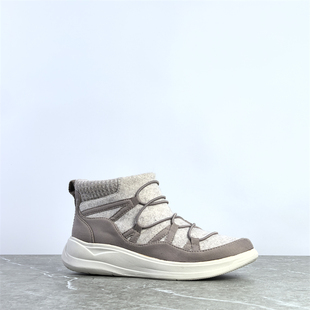 出美单中帮运动鞋女鞋布面拼接休闲鞋轻便舒适防滑足弓支撑健步鞋