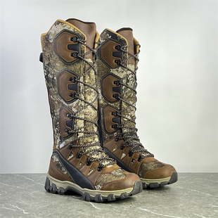 在售199美刀长筒迷彩狩猎靴头层疯马皮户外徒步鞋防水耐磨登山鞋