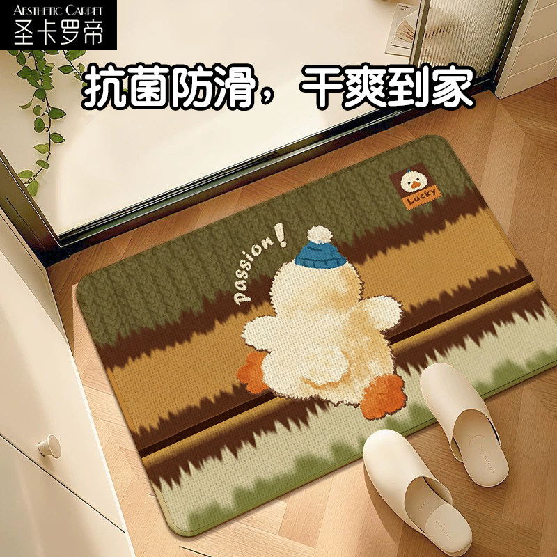 卡通动物地垫仿亚麻入户进门垫子