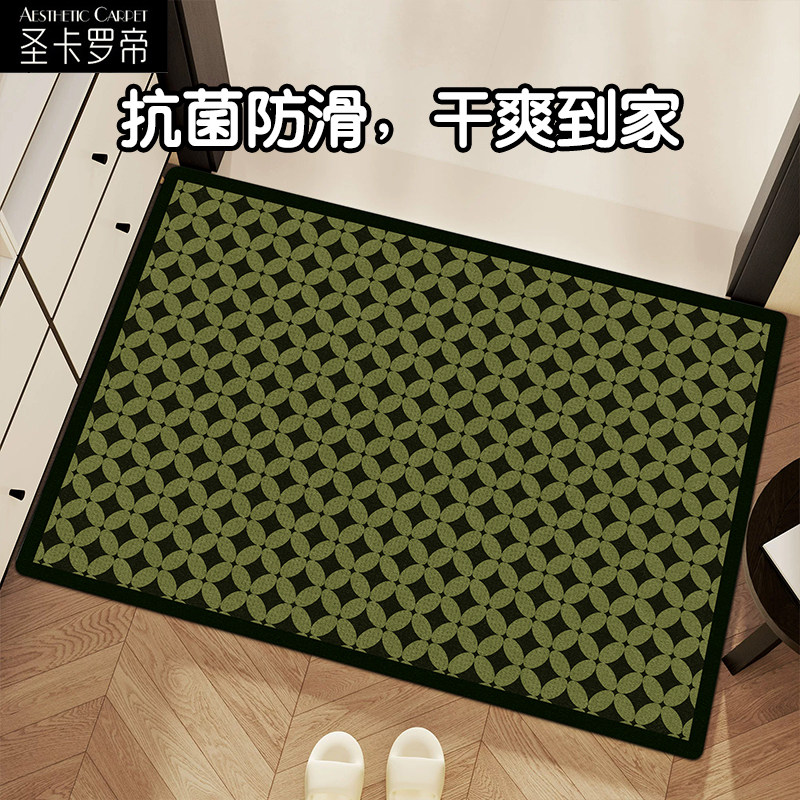 轻奢中古风仿亚麻编织抗菌地垫