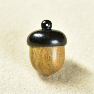 黑檀绿檀木diy橡果配饰橡子拼色木质坚果松果嘎乌盒吊坠挂件配件