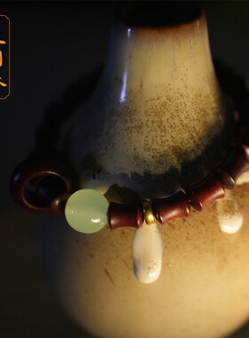 赞比亚紫檀竹节永夜款夜光跑环配饰血檀单圈佛珠手串手链饰品