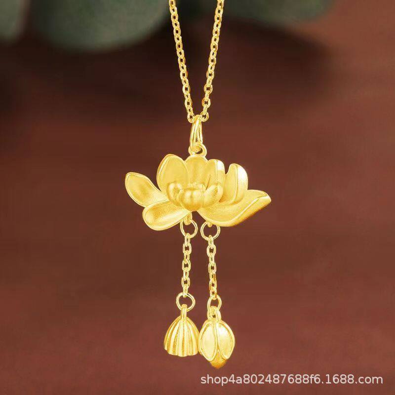 金莲花项链女款轻奢高颜值百搭简约小众设计ins风学生闺蜜送礼物