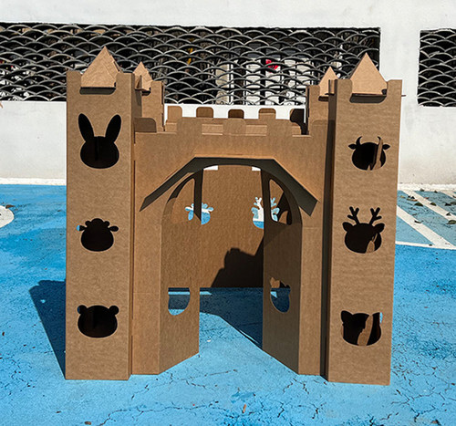 幼儿童纸壳板城堡玩具模型宝宝涂色彩绘建筑DIY手工制作纸箱涂鸦