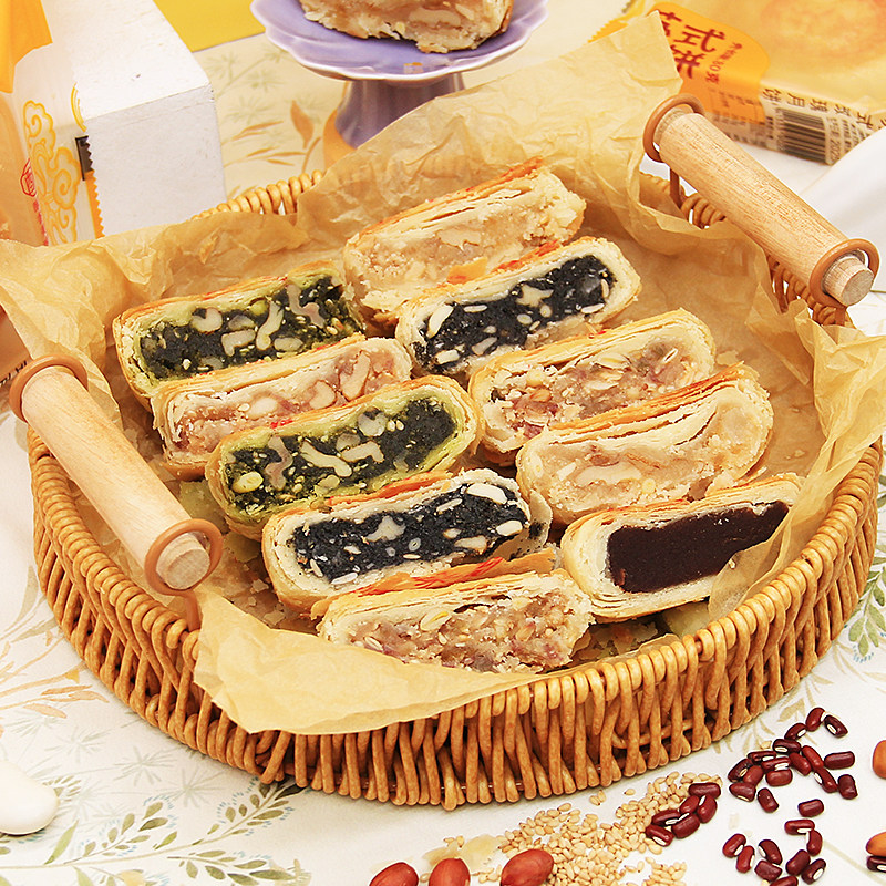 老香斋苏式中秋月饼酥皮散装多口味老式五仁百果豆沙椒盐传统糕点