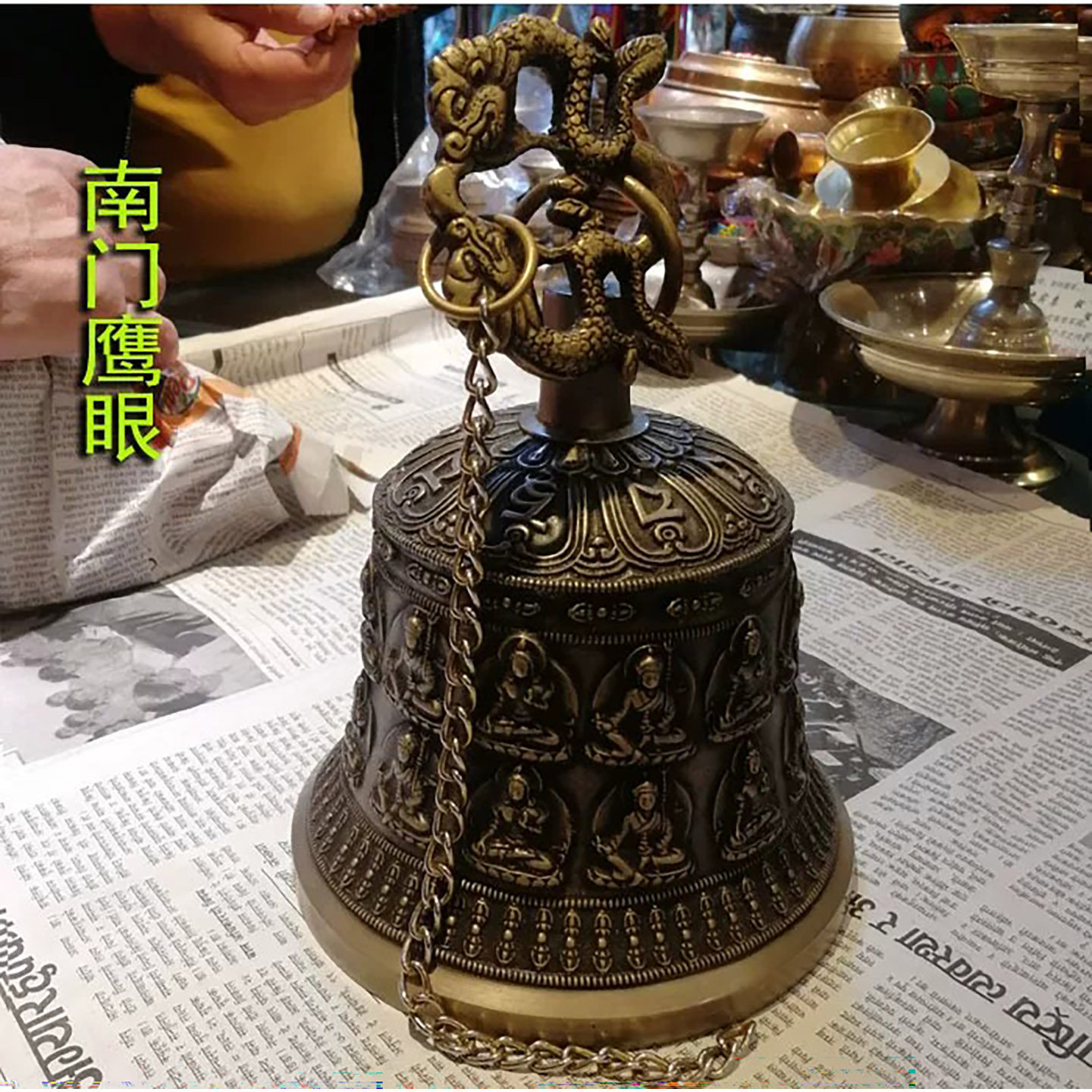 尼泊尔纯铜风铃 刻佛像吊铃挂铃 寺院道观古建筑塔铃响铃铛惊鸟铃