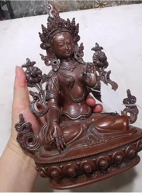 7寸精品手工纯紫铜白度母尼泊尔