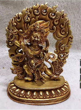 5寸尼泊尔纯铜鎏金佛像金刚手