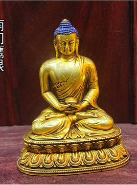 3寸5寸阿弥陀佛 尼泊尔紫铜鎏金做旧佛像接引佛 纯铜佛像工艺摆件