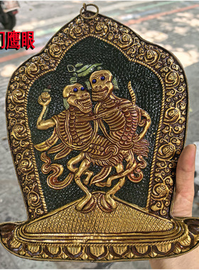 尸陀林主彩色壁饰 尼泊尔进口手工纯铜挂画尸林怙主 佛堂玄关墙挂