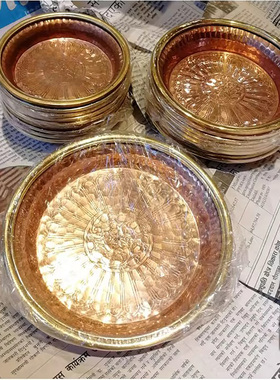 尼泊尔紫铜七支供水盘 纯铜七支水供盘 水陆修供朵玛盘 1套7个