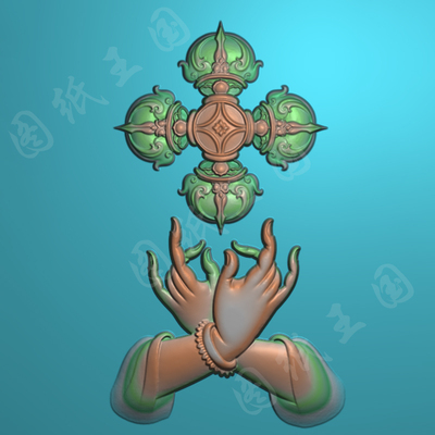 J0104佛手金刚杵无事牌jdp精雕图法印结印佛印玉雕木雕bmp灰度图