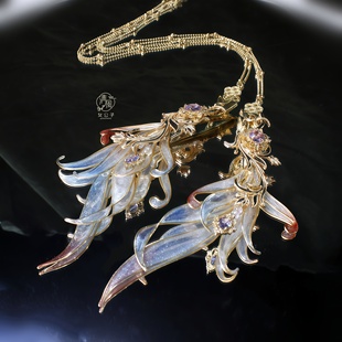 原创设计仙侠风发饰【霜吟】套装古风汉服配饰套装清风女公子