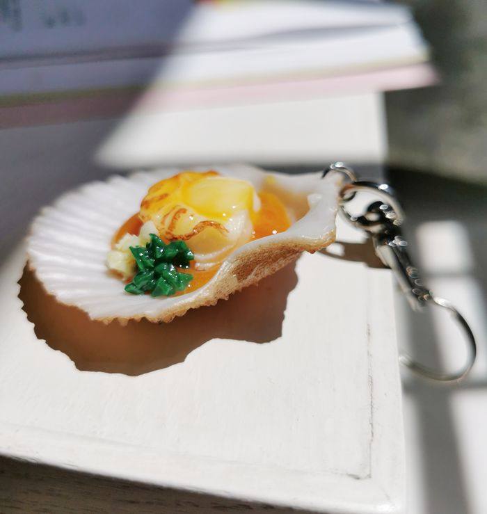 蒜蓉浇汁扇贝挂件钥匙扣手工自制学生男女书包挂扣食物挂饰包邮