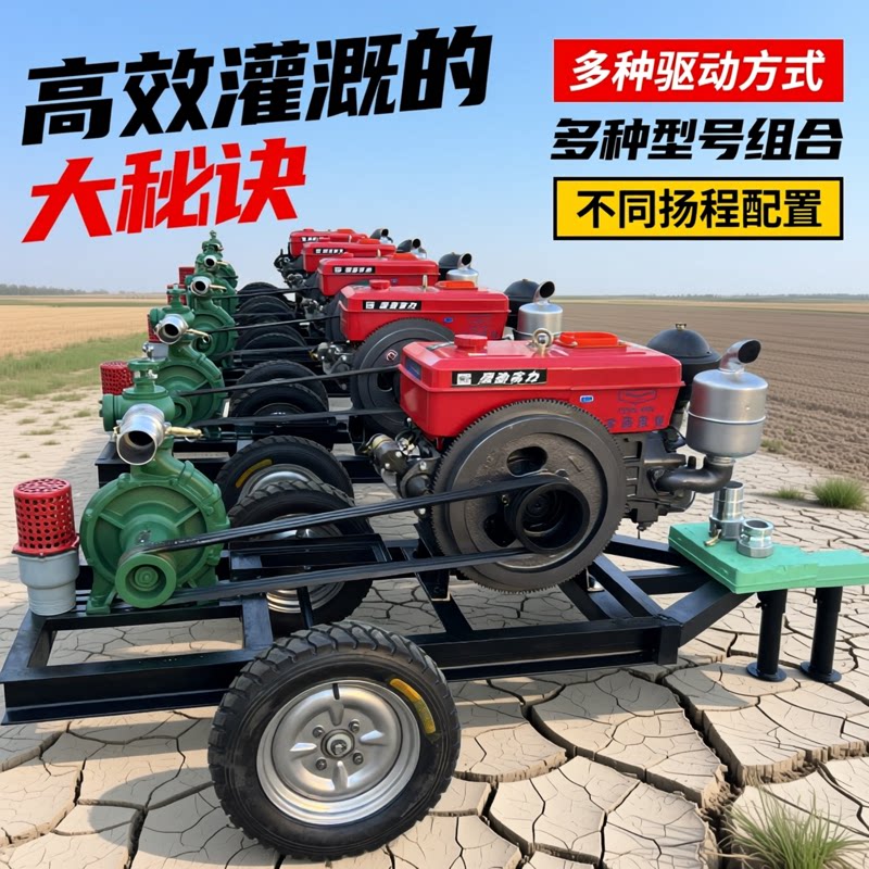 柴油机高压离心喷灌泵高杨程大流量抽水泵高山防汛农用浇地滴灌微