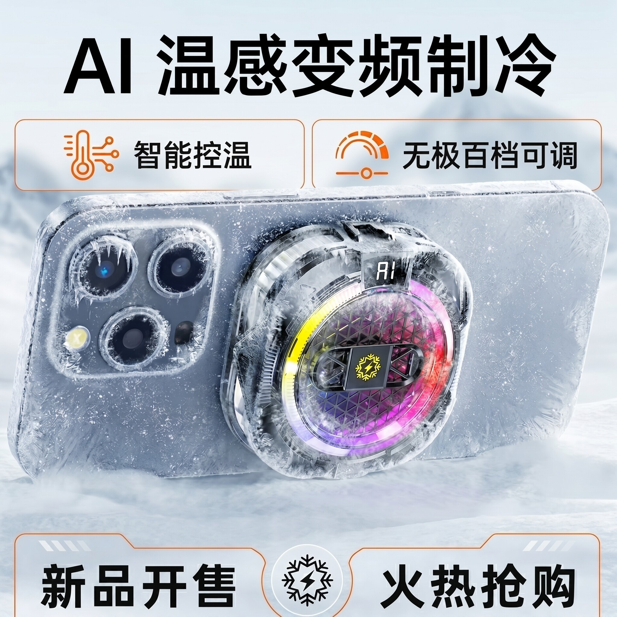 【AI控温】磁吸手机散热器半导体小米苹果平板降温神器电竞直播