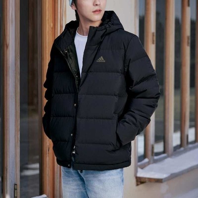 阿迪达斯男冬季保暖连帽羽绒服