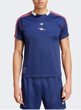 Adidas阿迪达斯AFC ICON JSY男子航海复古条纹休闲短袖T恤JF0546