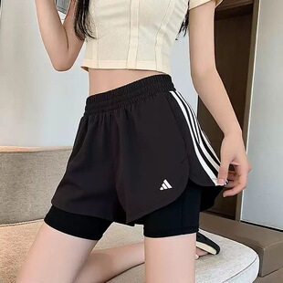 Adidas阿迪达斯2-IN-1 PACER女子防走光健身运动训练短裤 JJ3116