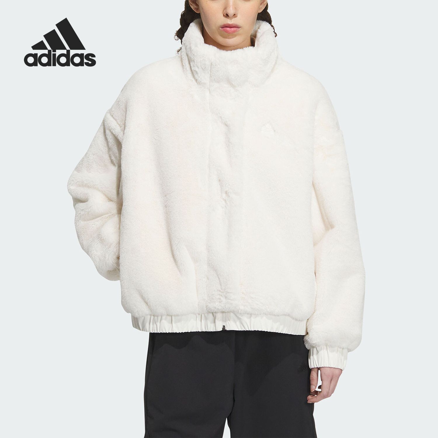 Adidas阿迪达斯CITY ESC FUR女子冬季防风保暖羊羔绒外套 IP7045