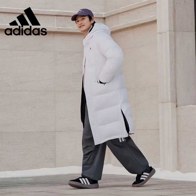 阿迪达斯长款保暖运动羽绒服男