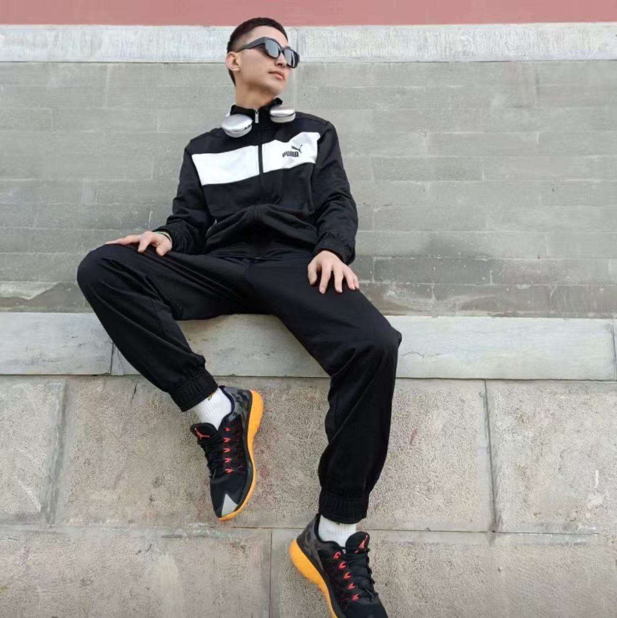 Puma彪马复古运动风图案运动套装夹克加裤子男款 黑色847727-01,运动服/休闲服装,运动套装,淘宝优惠券,粉丝福利购,淘宝优惠卷