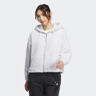 Adidas阿迪达斯VERBIAGE I女子秋冬连帽保暖摇粒绒外套IK3478 JKT