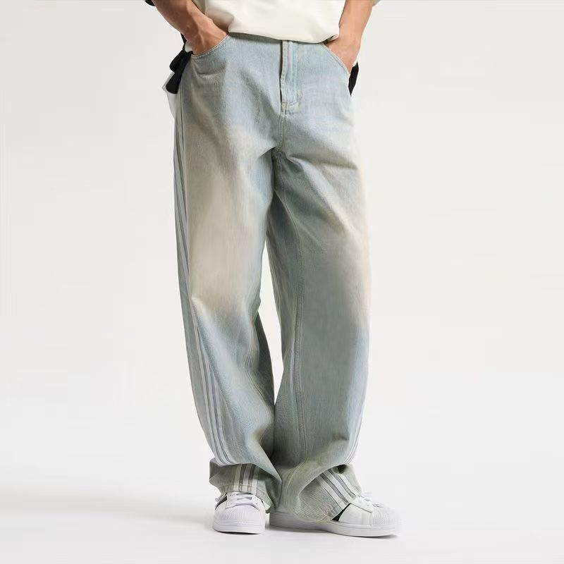 Adidas阿迪达斯SKT DENIM PANT三叶草男舒适宽松休闲牛仔裤JY6292