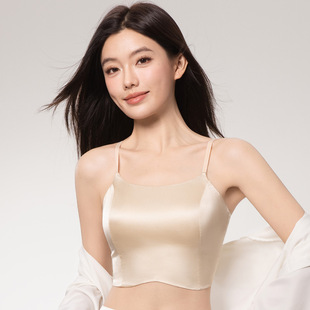 背心式内衣无钢圈2026新款美背三角杯胸罩轻薄款真丝桑蚕丝文胸女