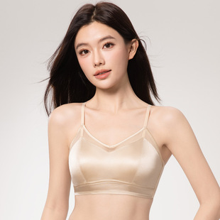 网眼真丝文胸三角杯法式桑蚕丝胸罩轻薄款三排扣美背无钢圈内衣女