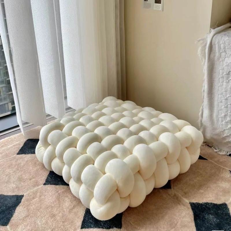 ins方形手工麻花椅子坐垫懒人榻榻米飘窗靠背软屁垫Futon Cushion