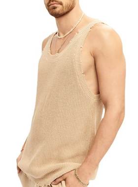 Knitted sleeveless sweater vest Loose tops men宽松无袖背心男