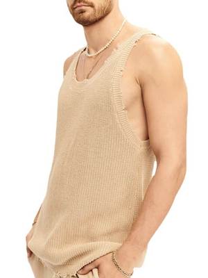 Knitted sleeveless sweater vest Loose tops men宽松无袖背心男