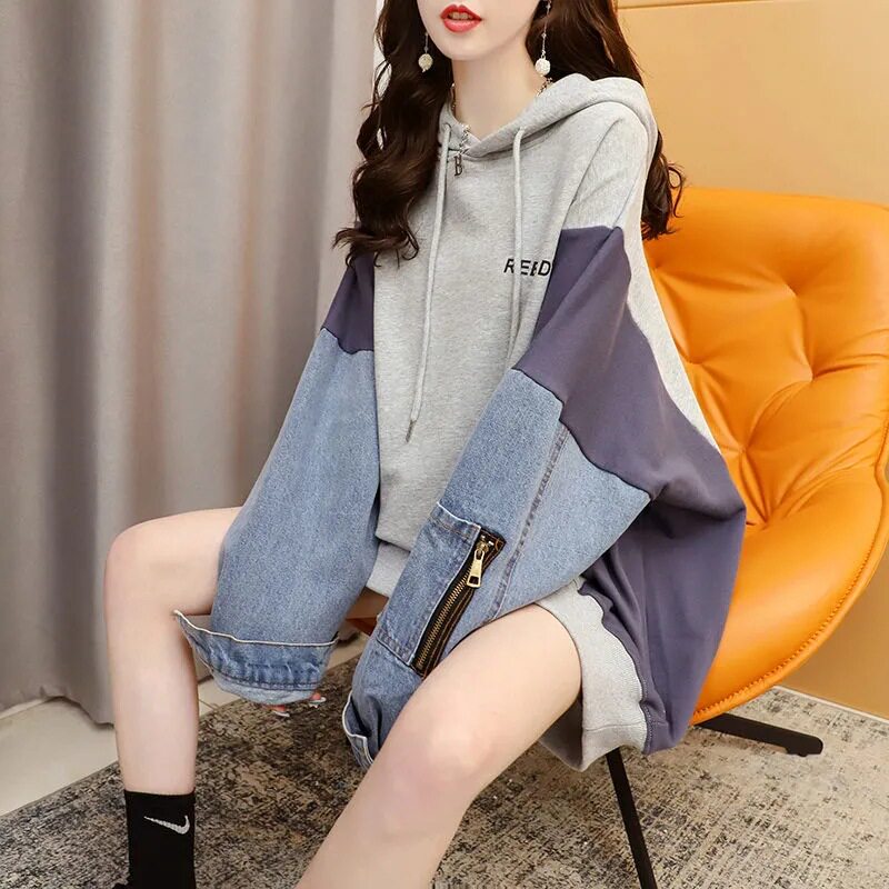 womenclothes牛仔拼接连