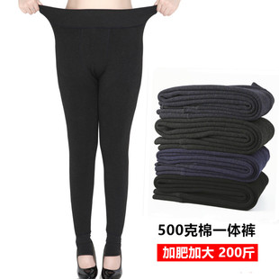 300斤加肥加大码保暖一体裤加厚加绒打底棉裤小脚显瘦秋冬踩脚潮