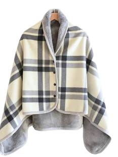 Thick Plaid Blanket Warm Wearable Blanket Office Travel Soft