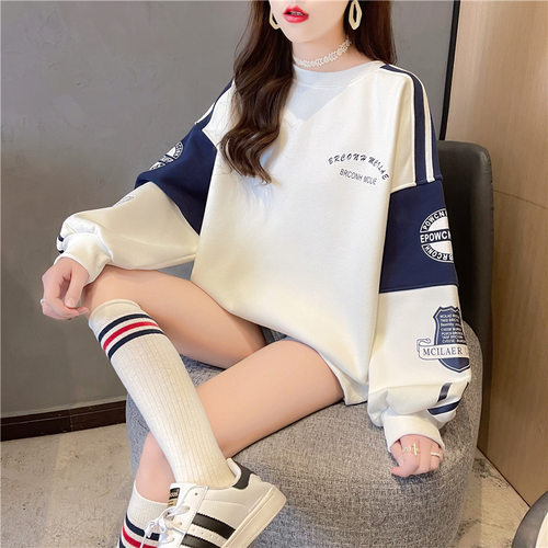 womenclothes撞色卫衣女