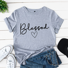 纯棉短袖T恤女Cotton Women Summer tshirts Ladies blessed tops