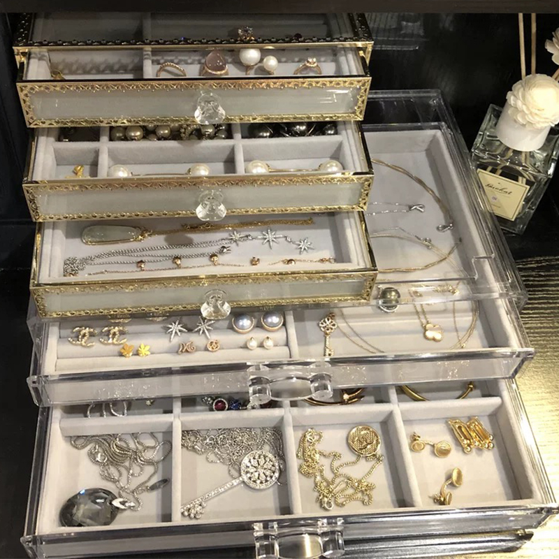奢华风玻璃大容量耳环钉收纳盒