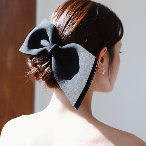 Veils黑色超大蝴蝶结发饰