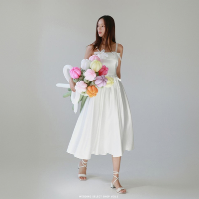 Veils白色吊带五分裙小礼服