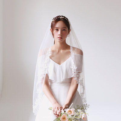 手工刺绣气质花边头纱