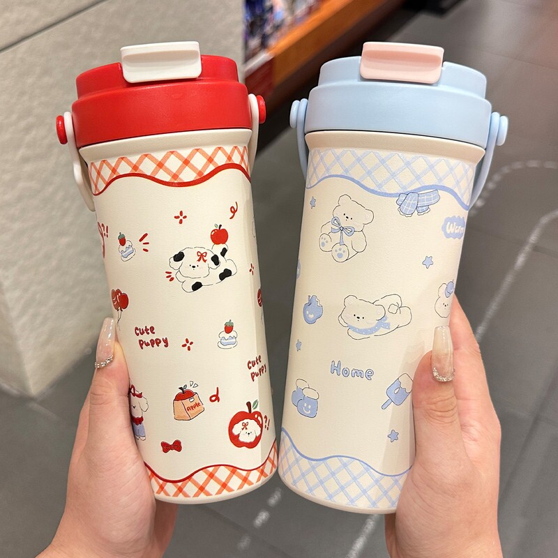 保温杯女生奶茶杯子高颜值不锈钢吸管水杯学生日礼物杯子2025新款