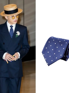 藏青色蓝色波点圆点领带男女通用手打质感