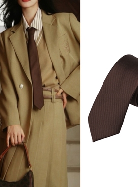 6公分窄版南韩丝细领带藏青色香槟色黑色休闲手打男女通用